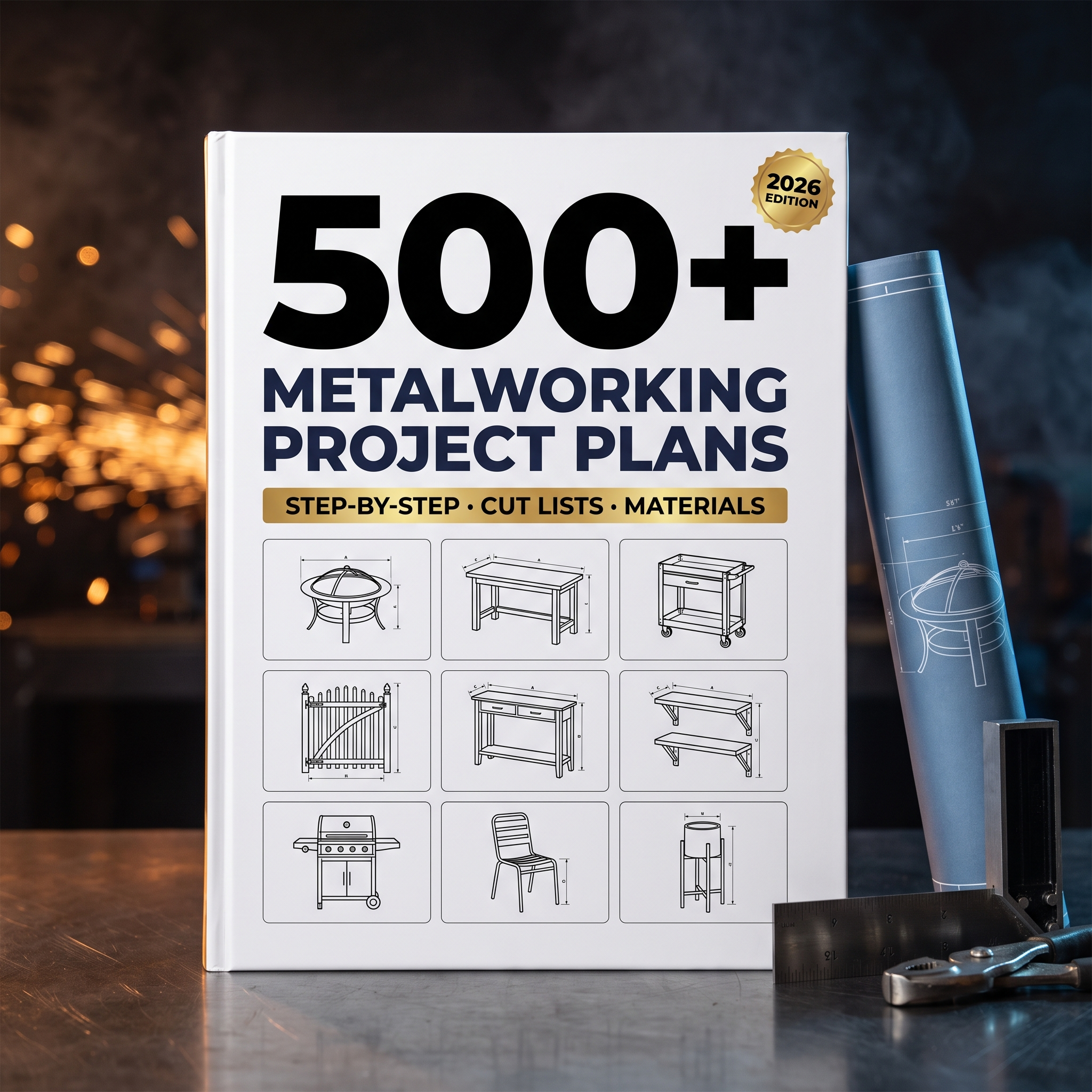 MasteryForge Metalworking Project Plans — 500+ step-by-step plans (PDF) with dimensioned drawings, cut lists and materials — premium compendium in a metal workshop